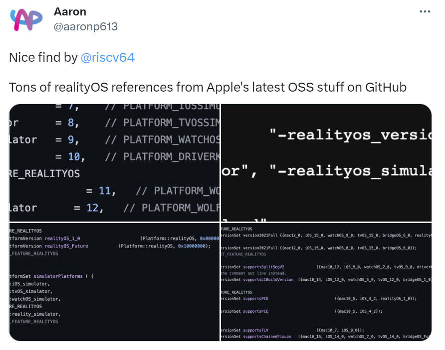 苹果日版韩版代码:苹果GitHub开源库出现大量realityOS引用